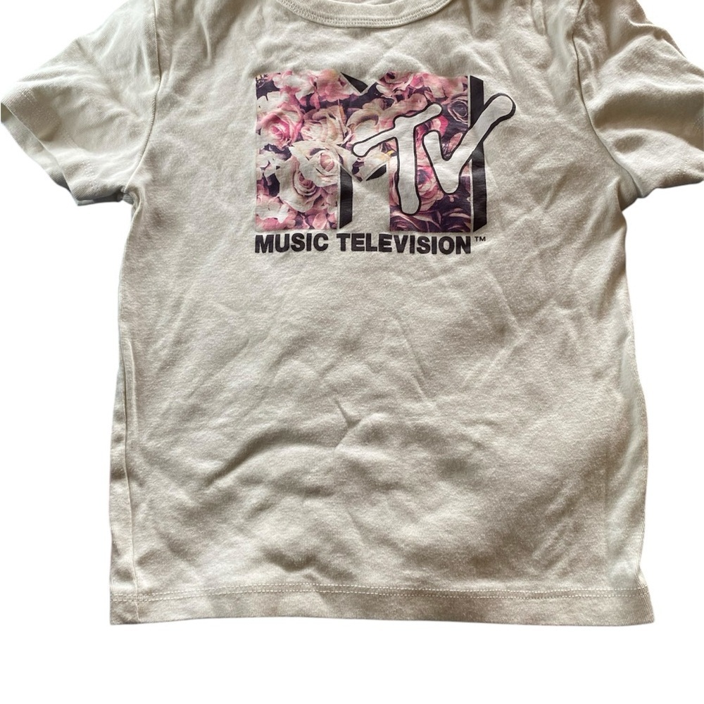 MTV Cream Pink Short Sleeve Tee